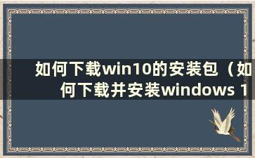 如何下载win10的安装包（如何下载并安装windows 10）